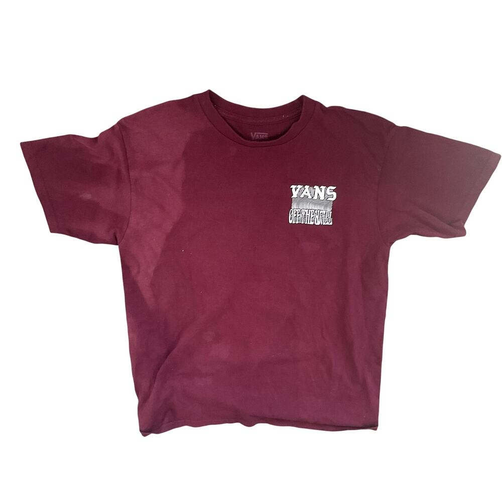 Vans Graphic T Shirt Men Medium Burgundy Cotton Skate
